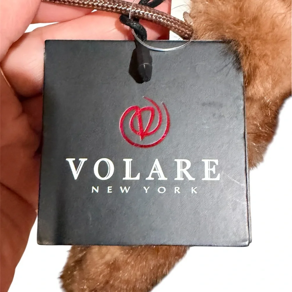 Y2K Real Mink Fur Mini Crossbody Bag Brown Glam Luxe NWT